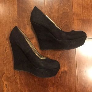 Black Suede Target Wedges